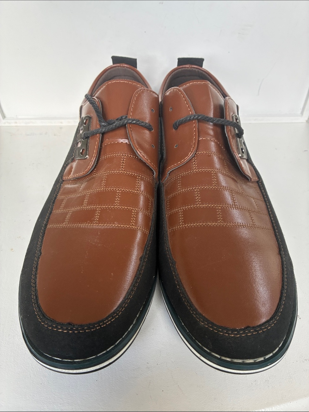 Men's Tan and Black Slip-On Loafers with Contrast Trim